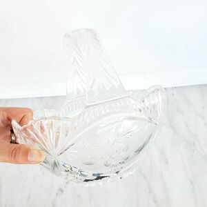 Vintage 1980s Princess House Cut Lead Crystal Handle Basket Made in Germany